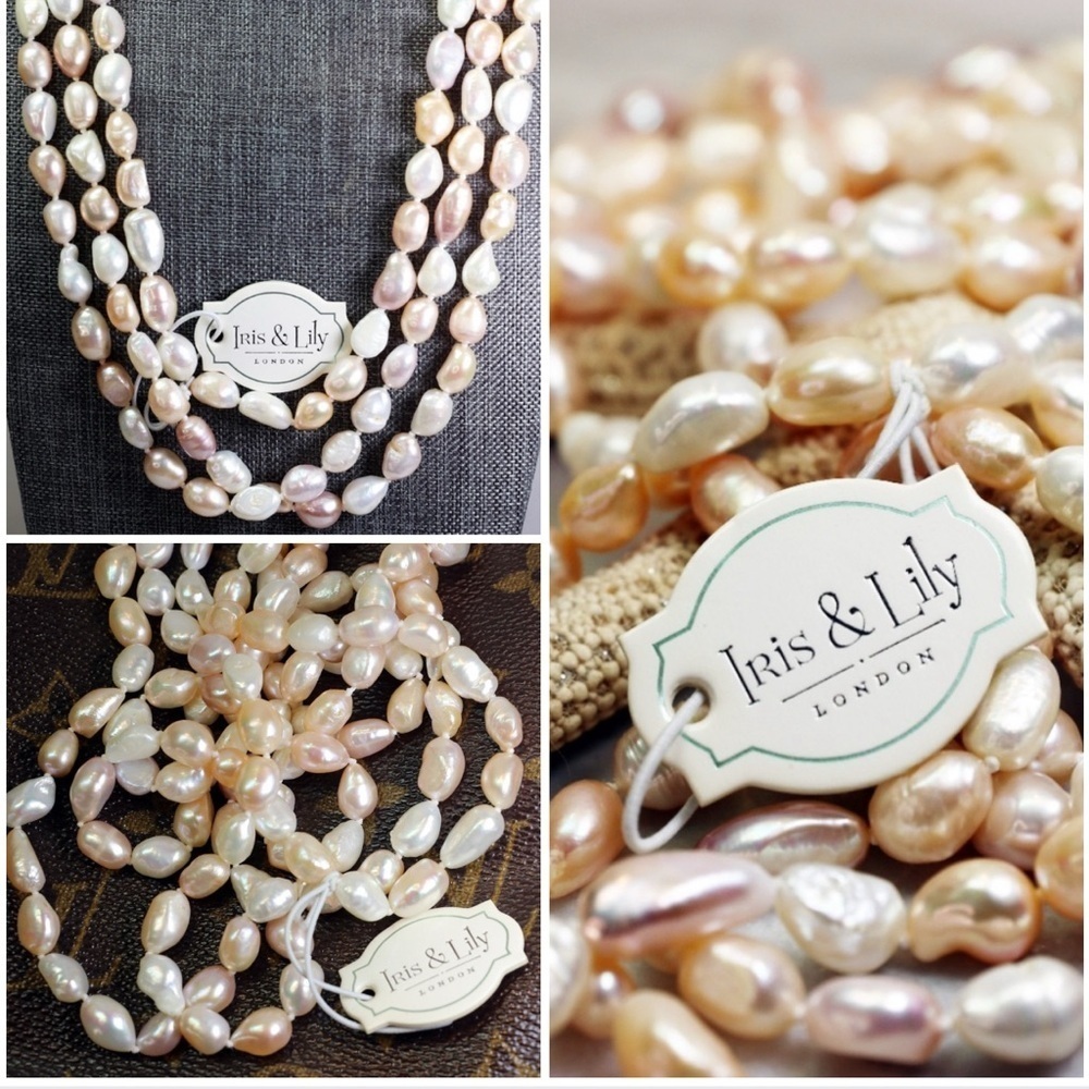 Iris & Lily London Pearl Lariat Necklace New With Tags
